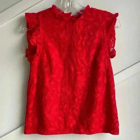 H&M Women’s Red Lace Lined Sleeveless  Blouse Size XS - Picture 1 of 5